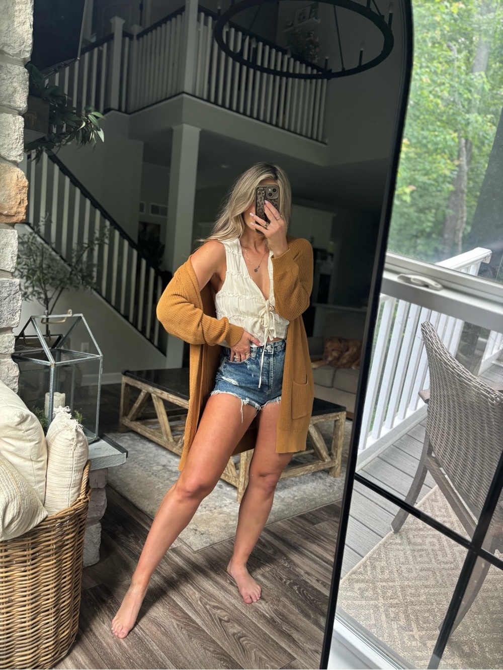 bp Mustard Open-Front Knit Cardigan
